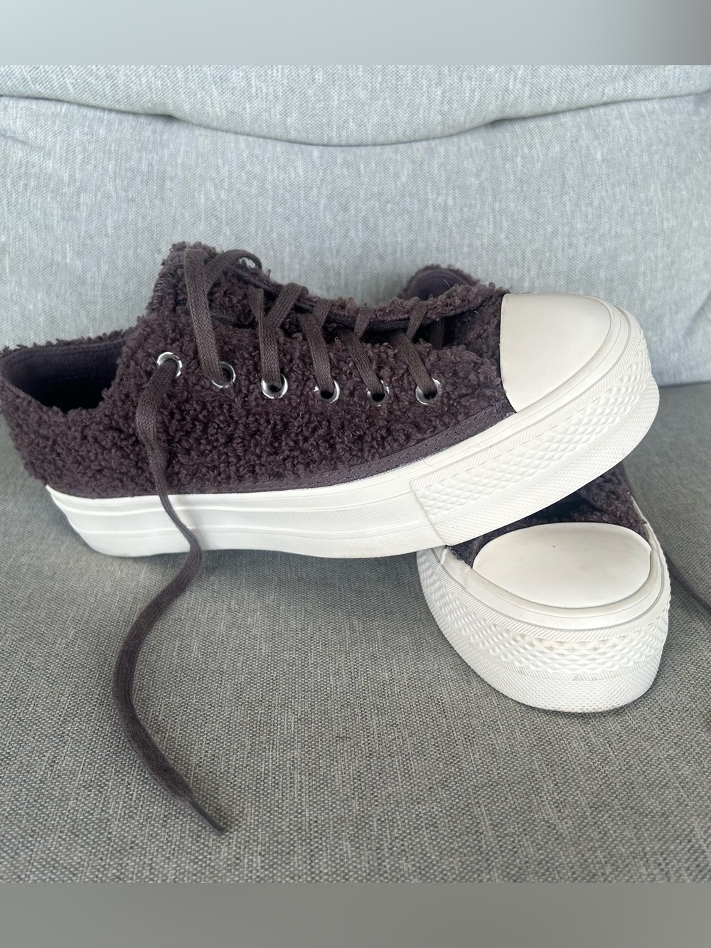 Women’s Converse All Star Faux-Sherpa Platform Low Sneakers - Violet Ore Purple